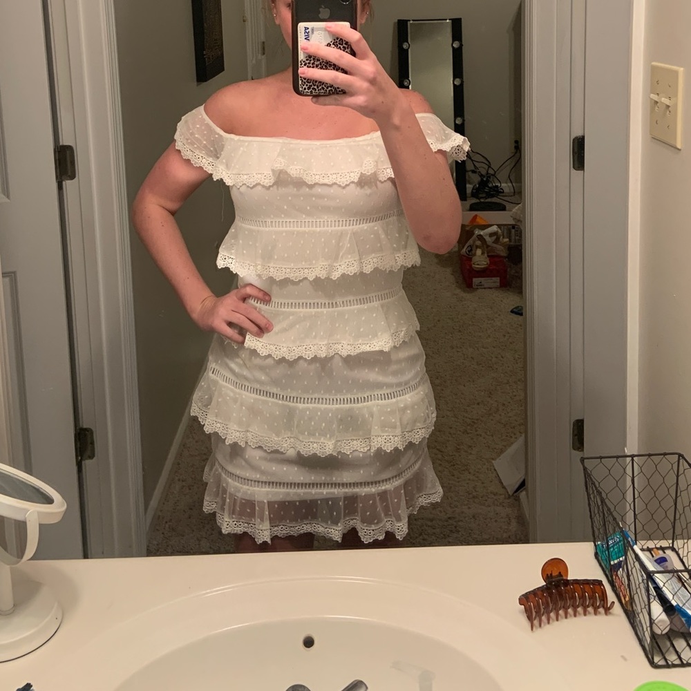 Off shoulder ruffled dress